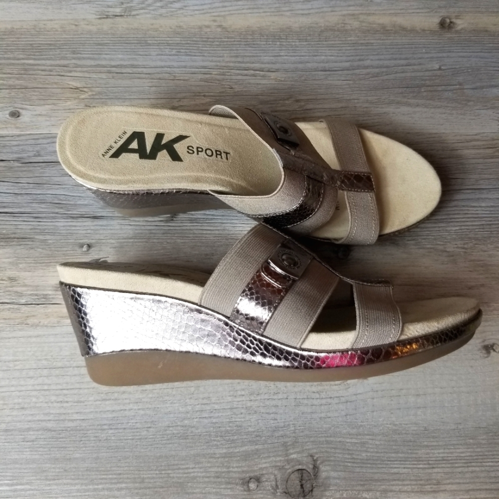 Anne Klein Sport Slide On Wedge Heel Sandals NWOT
